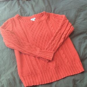 Old Navy Cable Knit Crewneck Sweater in Coral-Orange